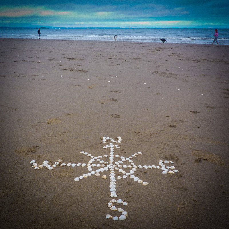 Compass rose made out of shells on Portobello Beach - a Blip on Blipfoto